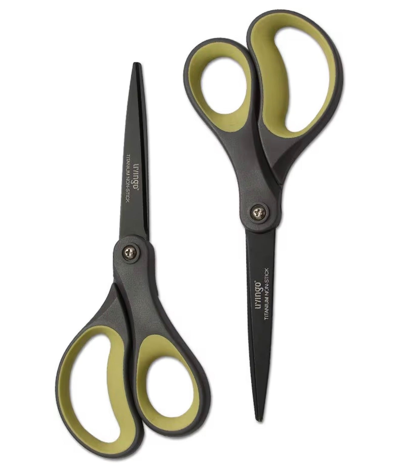 LIVINGO Pack of 2 8-inch titanium non-stick scissors, comfortable professional stainless steel grip, multipurpose, straight scissors for office crafts for tape, paper, cardboard